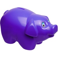 große XL - Spardose - Schwein - lila/violett - 19 cm groß - stabile Sparbüchse aus Kunststoff/Plastik - Sparschwein - Glücksbringer - für Kinder & Erwachs..