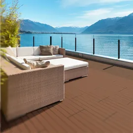 ECD Germany WPC Terrassenfliesen Hellbraun 60 x 30 cm 18 St.