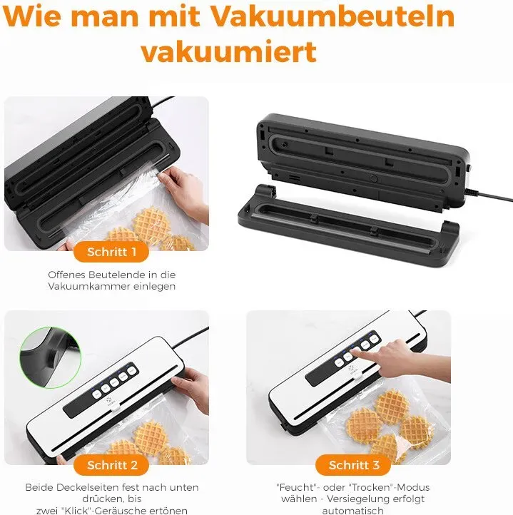 WOOX Vakuumierer, Vakuumierer mit Vakuumbeuteln