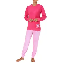 RELAX by Normann NORMANN Frottee Pyjama langarm Schlafanzug Bündchen und Herz - 50243 in pink | Gr.: 44-46