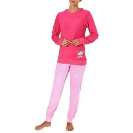 RELAX by Normann NORMANN Frottee Pyjama langarm Schlafanzug Bündchen und Herz - 50243 in pink | Gr.: 44-46