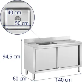 Royal Catering - 1 Becken - - Edelstahl - 500 x 60 cm