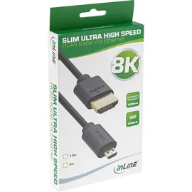 InLine Slim Ultra High Speed HDMI Kabel A Stecker / D Stecker (Micro) 1,5 m Schwarz