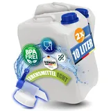 Kosmetex 2X 10L Wasserkanister mit Hahn, Kanister BPA frei & lebensmittelecht | Mit blauen Wasserhahn für Trinkwasser im Camping, Garten, Haushalt & Outdoor Einsatz