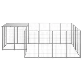 vidaXL Hundezwinger Silbern 6,05 m2 Stahl