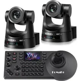 FoMaKo NDI PTZ Kamera Set KI-Auto-Tracking 30x Zoom 1080@60 mit 3G-SDI/HDMI/IP PoE, für YouTube OBS Streaming (2 x 30x-NDI PTZ Kamera & 1x IP PTZ Kamera Controller) - BN302 (Neues NDI6 Zertifiziert)