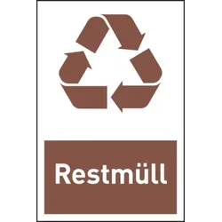 Design-Recyclingschild: Restmüll, Folie selbstklebend, 150 x 100 mm - 100x150 mm Folie selbstklebend