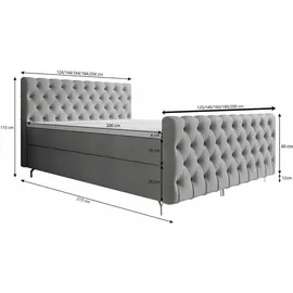 yourhouse24 Boxspringbett Chester Plus (Bonell-Matratze und Topperr), mit zwei Bettkästen - Monolith 02