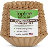 Tupkee Kaffeefilter für 8–12 Tassen – 600 Stück, Korbstil, natürlicher, brauner, ungebleichter Kaffeefilter, hergestellt in den USA