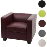 Mendler Sessel Loungesessel Lille ~ Kunstleder, rot-braun