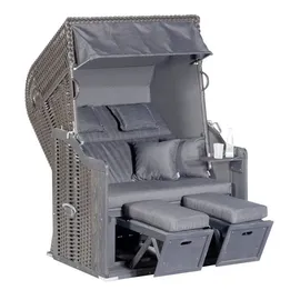 SonnenPartner Sunnysmart Gartenstrandkorb Rustikal 255 Plus 2-Sitzer anthrazit, Mit Kissen