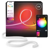 Philips Hue Neon Outdoor 5-Meter Mehrfarbiger LED Streifen, 1100 lm Lichtband, farbiges Ambientelicht, Flexible Außenbeleuchtung, ChromasyncTM-Farbmischung, wetterfest, Niederspannung, App- und Sprachsteuerung