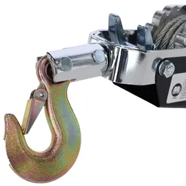 Kerbl Seilzug mit Ratsche 2 Tonnen, Stahl, 360° drehbarer Stahlhaken, automatische Bremse