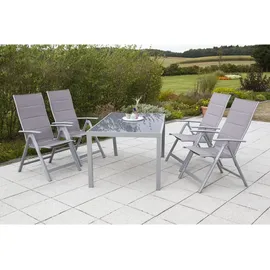 gardenson Gartenmöbel Set 5-tlg. Taviano Metall/Glas/Textil