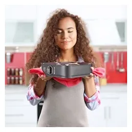 Relaxdays Springform quadratisch 3er Set, antihaftbeschichtet, eckige Kuchenform, Carbonstahl, 24, 26 & 28 cm, anthrazit