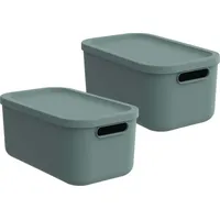 Rotho 2er-Set Aufbewahrungsbox 12l mit Deckel