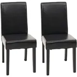 Mendler 2er-Set Esszimmerstuhl Stuhl Küchenstuhl Littau - Leder, schwarz, dunkle Beine