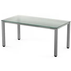 Rocada Schreibtisch Executive BxTxH 120x80x73cm Gestell verchromt Platte Glas satiniert