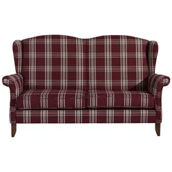Wohnzimmer Couch Karo rot im Landhausstil 193 cm breit