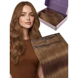 Fshine Butterfly Weft Haarverlängerung, Rotbraun, 55 cm 50 g, nahtlos, für verschiedene Looks, Genius Tressen Echthaar, Farbe 330