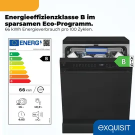 Exquisit GSP9616-450B Geschirrspüler (unterbauhähig, 598 mm, Schwarz)