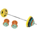 GORILLA SPORTS Hantel-Set 100 kg, Langhantelstange 170 cm, Kurzhanteln, 30mm, Gusseisen gummiert