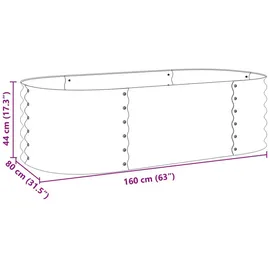 vidaXL Garten-Hochbeet verzinkter Stahl 160 x 80 x 44 cm Silber