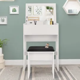 ML DESIGN modern living ML-Design Schminktisch mit Hocker, Frisiertisch mit Spiegel, 60 x 40 x 122 cm, Weiß, modern, Kosmetiktisch, Frisierkommode, Schminkkommode, Make-up Tisch, Klappspiegel, Schminktischset