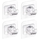 YunBey 4 Stück Selbstklebende Gardinenstangen Halterung, Gardinenhaken Ohne Bohren, Transparente Vorhänge Haken Gardinen Halterung für Küche Badezimmer