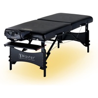 Master Massage Galaxy Therma Top Mobil Massageliege Kosmetikliege Beheizbar Klappbar mit Ambiente Beleuchtung Holz, Leder, Schwarz, 76 cm