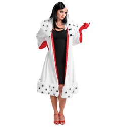 Smiffys Kostüm Disney Villains Cruella Kostüm, Die Disney Diva mit dem Faible für Dalmatiner weiß S