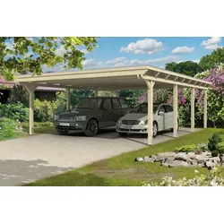 Carport Emsland 613x846cm, unbehandelt, 20mm Dachschalung mit EPDM Folie Holzcarport