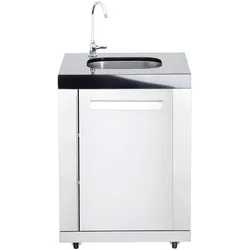 ALL'GRILL Modul 8: Einzelwaschbecken  - 63 x 58 x 90 cm, Volledelstahl, künstlicher Marmor, flexibel erweiterbar