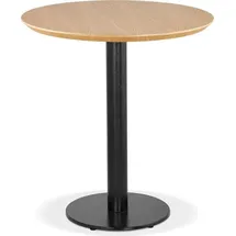 KADIMA DESIGN Esstisch, Rund, Ø 60 cm, Naturholz, Gusseisen, 75 cm Höhe. Beige-Schwarz | Beige