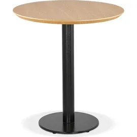 KADIMA DESIGN Esstisch, Rund, Ø 60 cm, Naturholz, Gusseisen, 75 cm Höhe. Beige-Schwarz | Beige