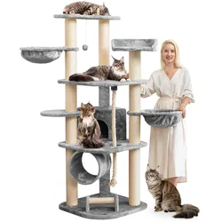 HAPPYPET Großer Kratzbaum Stabil 'Parker' 171 cm - XXL Katzenbaum   Grau