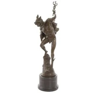 Skulptur Bronzeskulptur Merkur Mercurius Bronze Figur Statue Bronzefigur Antik-Stil 62cm