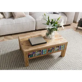 MASSIVMOEBEL24.DE Lounge Collection Couchtisch Mehrfarbig Mangoholz 90 x 60 x 40 cm
