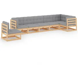 vidaXL 7-tlg. Garten-Lounge-Set mit Kissen grau