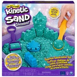 Kinetic Sand Schimmer Sandbox Set - mit 454 g schimmerndem magischem kinetischem Sand in Petrol, Spielwanne und Zubehör für kreatives Indoor-Sandspiel, für Kinder ab 3 Jahren