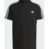 Adidas Essentials Single Jersey 3-Stripes Tee, Black / White, M