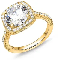 JEWLIX Verlobungsring Halo-Pavé Ring aus vergoldetem 925er Silber mit Zirkonia VR0124-G goldfarben 52