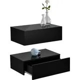 [en.casa] Wandregal Oslo 2er Set 46x30x15cm Schwarz Hochglanz