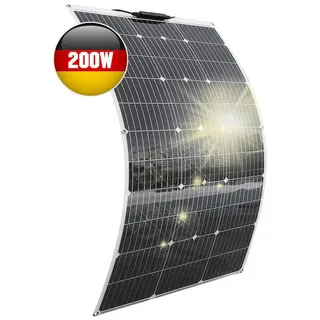 Rhein Beleuchtung Solarmodul 200W effizientes flexibles Solarpanel aus monokristallinem Silizium, 200 W, Monokristallin, (1-St., Für Wohnmobil, Garten, Boot – solarpanel 200w, solarpanel camping), Dünnes, leichtes Design mit Montagelöchern – langlebig & effizient