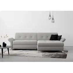 Ecksofa INOSIGN "Maredo L-Form", grau, B:284cm H:89cm T:179cm, 100% Polyester, Sofas, Federkern, wahlweise auch mit Kopfteil- und Armlehnverstellung
