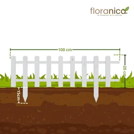 Floranica Zierzaun 100 x 20 cm 4 Stück Weiß