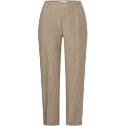 Leinenhose MAC "NORA cropped", Damen, Gr. 46, N-Gr, beige (sanddrift melange), Web, Obermaterial: 100% Leinen, casual, 7/8-Länge, Hosen, temperaturausgleichend und angenehm auf der Haut