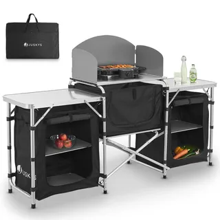 Juskys Campingküche Garda - Outdoor Küche faltbar mit Schrank - klappbare Küchenbox in Schwarz