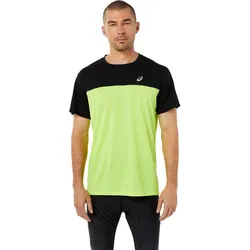 ASICS Herren T-Shirt RACE SS TOP, PERFORMANCE BLACK/HAZARD GREEN, S