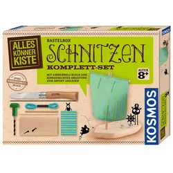 KOSMOS - Schnitzen Komplett-Set, Mit Lindenholz-Block und kindgerechter Anleitung zum sofort Loslegen